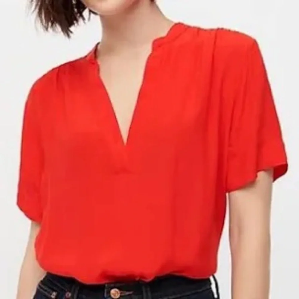 J. Crew Drapey Band Collar Popover Top in Bright Cerise Size S - Picture 4 of 11